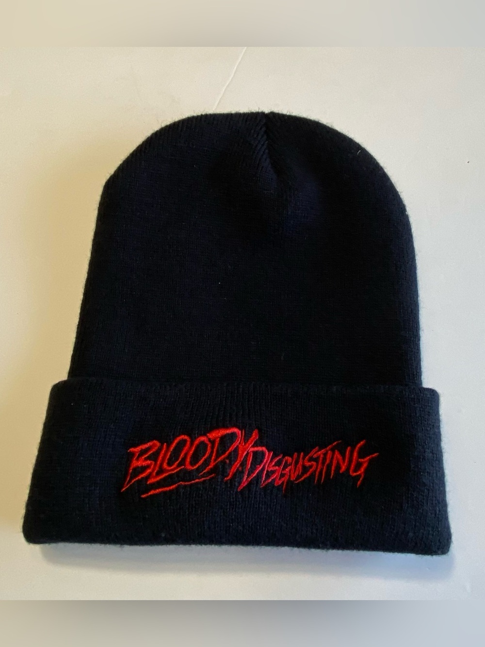 Bloody Disgusting Embroidered Logo Black Cuffed Beanie Hat OS